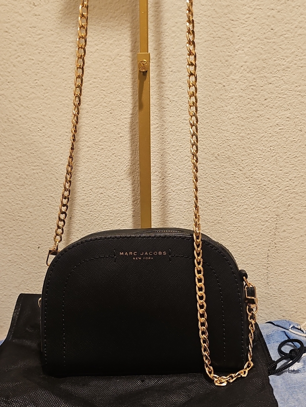 Marc Jacobs Black Crossbody with Gold Chain Strap